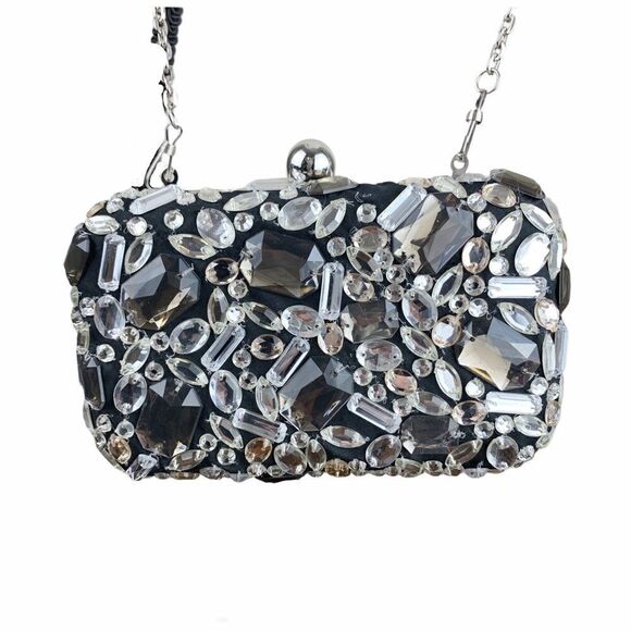 Kimchi Blu Gem Encrusted Clamshell Evening Bag Small Shoulder Cross-body - Picture 3 of 14